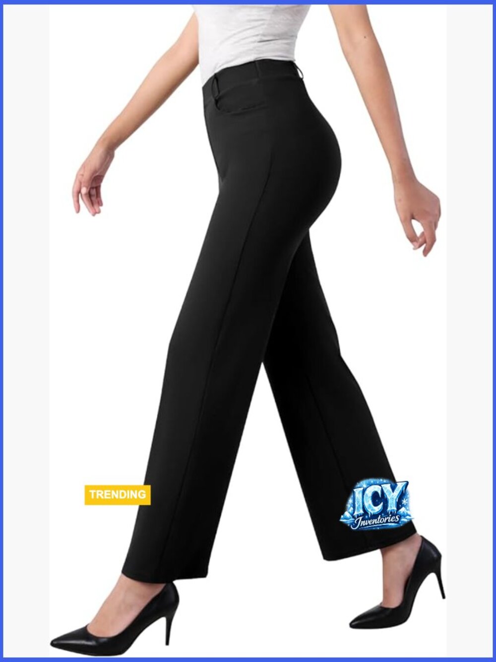 Wide Leg Dress Pants Stretchy Work Pants Business Casual Slacks with Pockets